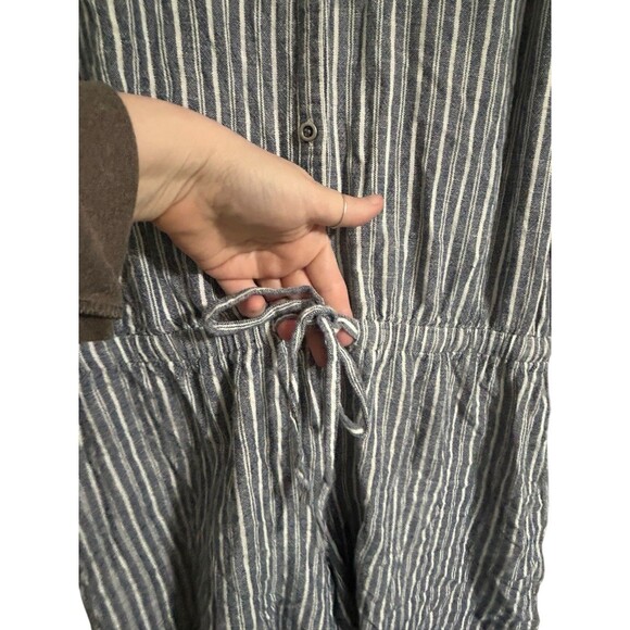Old Navy Short Sleeve Utility Romper Drawstring Railroad Striped Coastal‎ Casual - Picture 2 of 5
